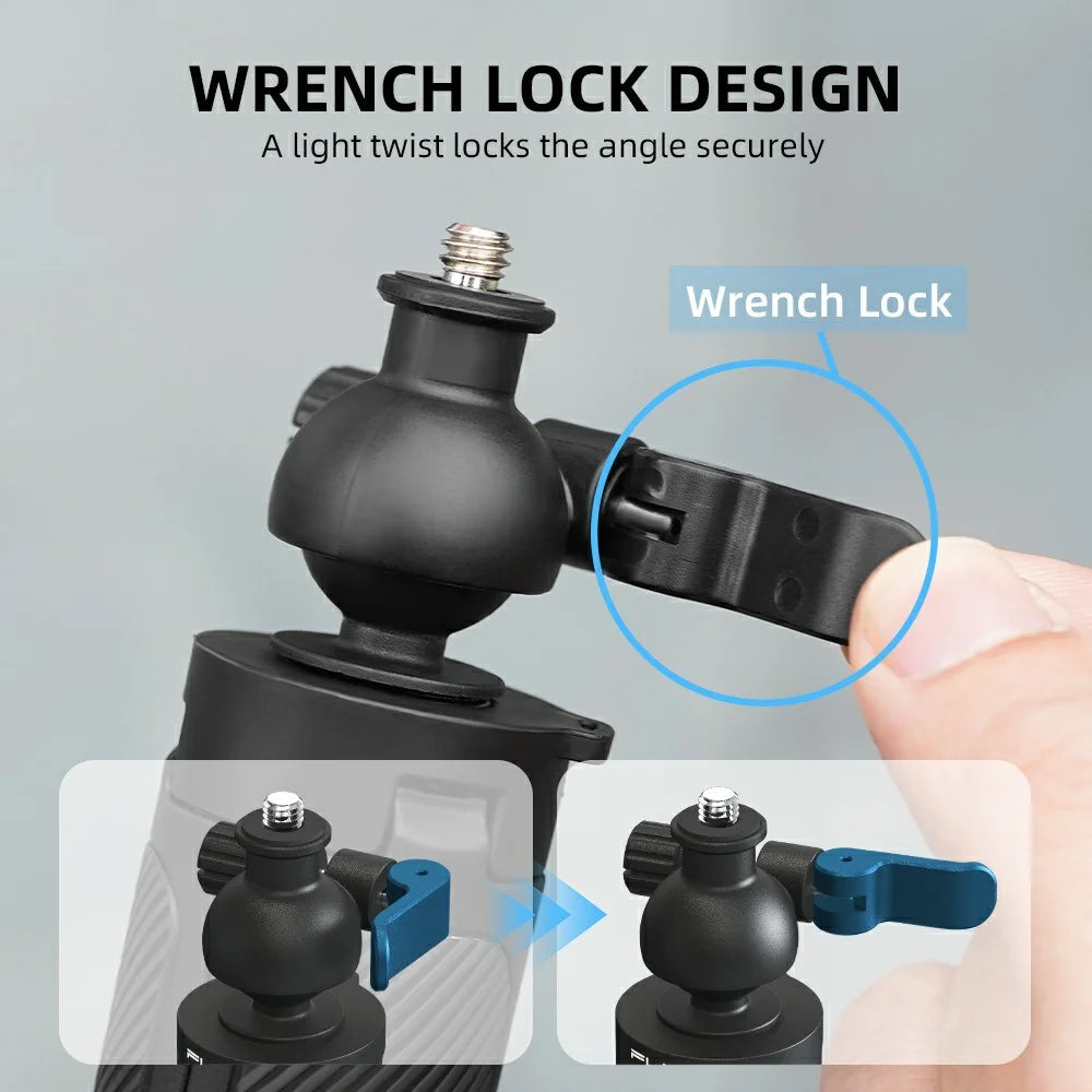 FLYMILE Action Camera Extension Tripod with Two-Claw Adapter, Ball Head 360 Degree Adjustable Telescopic Stand - Black - 6