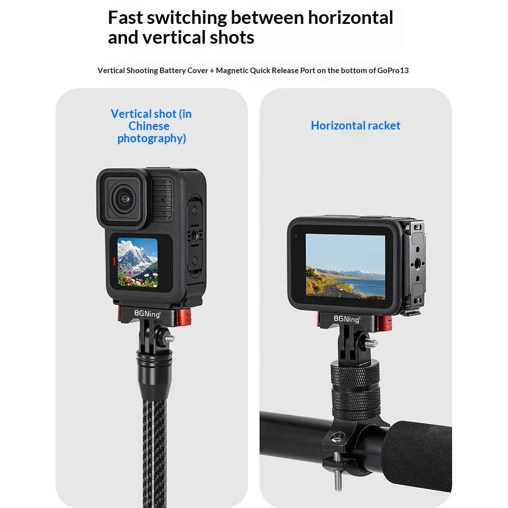 BGNING For GoPro Hero 13  /  12  /  11  /  10 Sports Camera Vertical Shooting Magnetic Battery Cover - Black - 5