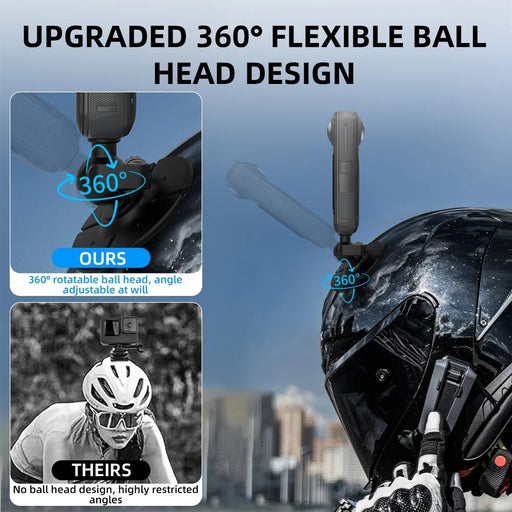FLYMILE Action Camera Ball Head Sticky Mount 360 Degree Flexible Adjustment for Two Claw Interface Cameras - Black - 2