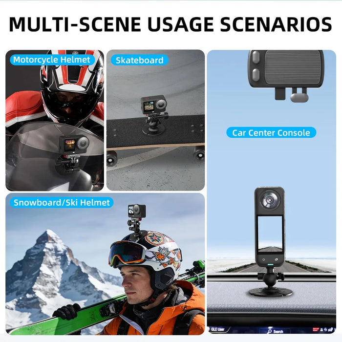 FLYMILE Action Camera Ball Head Sticky Mount 360 Degree Flexible Adjustment for Two Claw Interface Cameras - Black - 4