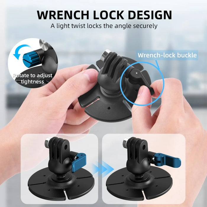 FLYMILE Action Camera Ball Head Sticky Mount 360 Degree Flexible Adjustment for Two Claw Interface Cameras - Black - 5