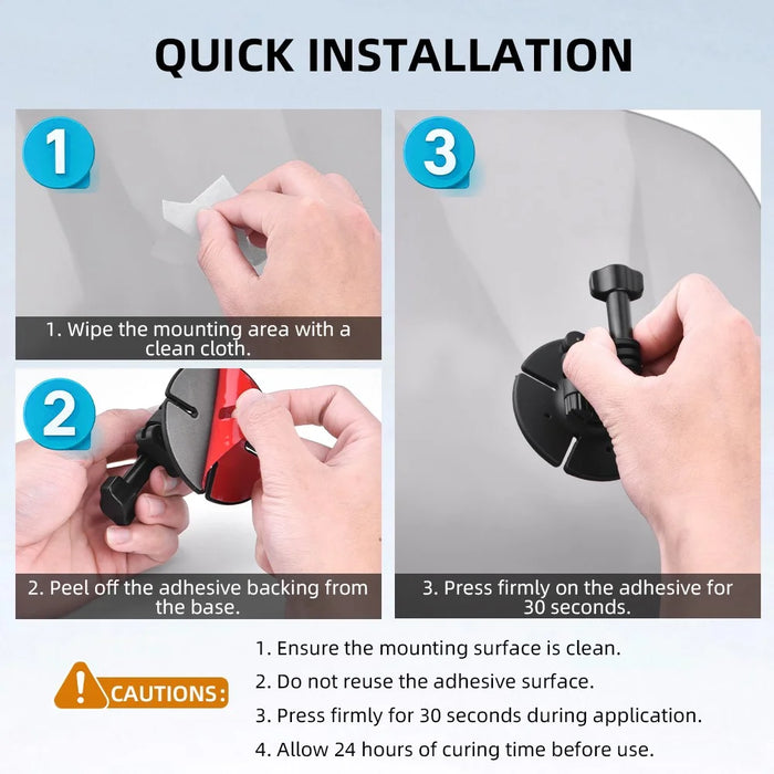 FLYMILE Action Camera Ball Head Sticky Mount 360 Degree Flexible Adjustment for Two Claw Interface Cameras - Black - 7