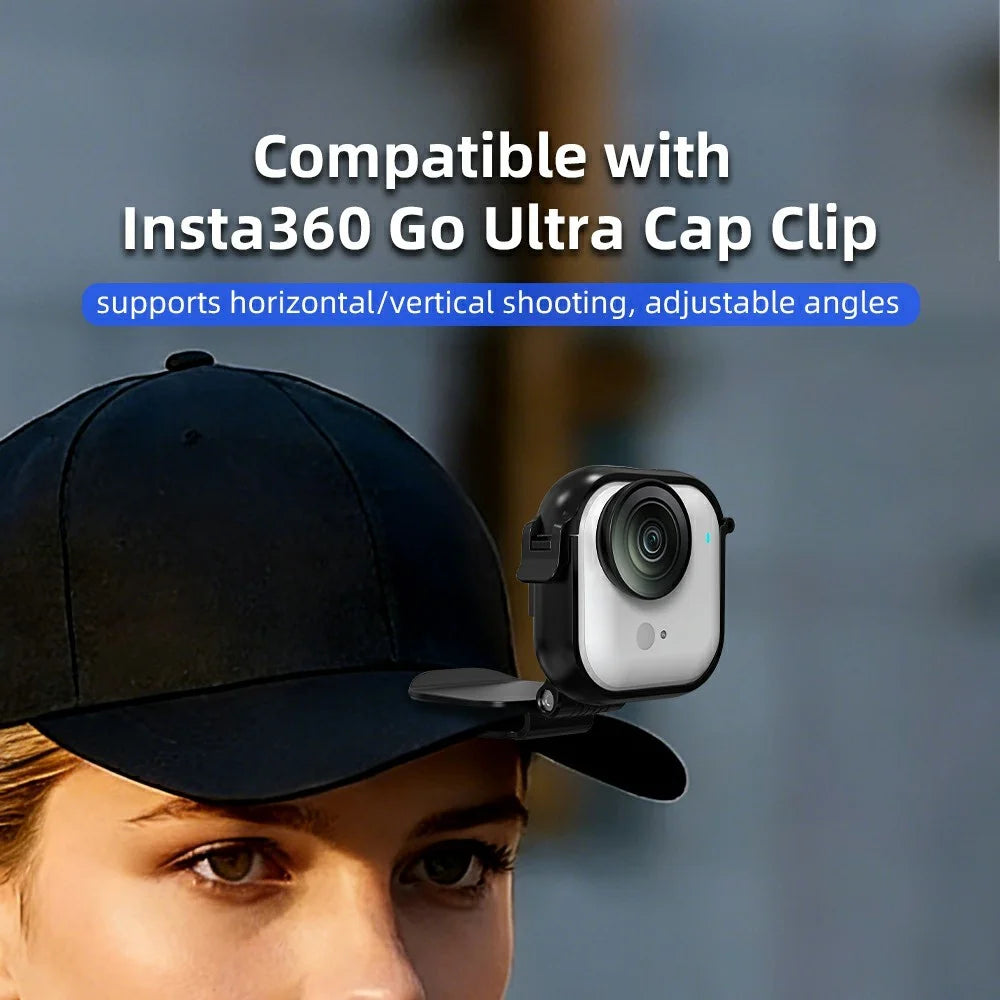 FLYMILE For Insta360 Go Ultra Cap Clip Camera Mount Baseball Hat Clip Sports Camera POV Vlog Mount - Black - 3