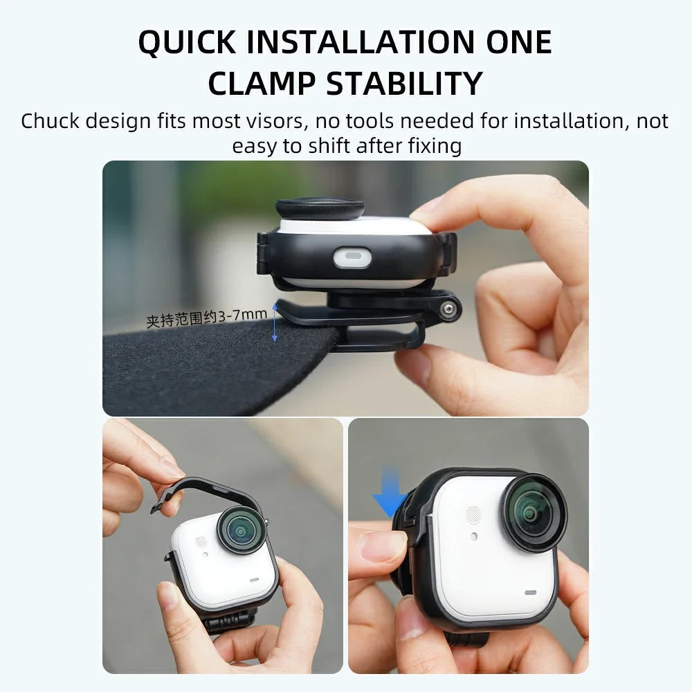 FLYMILE For Insta360 Go Ultra Cap Clip Camera Mount Baseball Hat Clip Sports Camera POV Vlog Mount - Black - 7