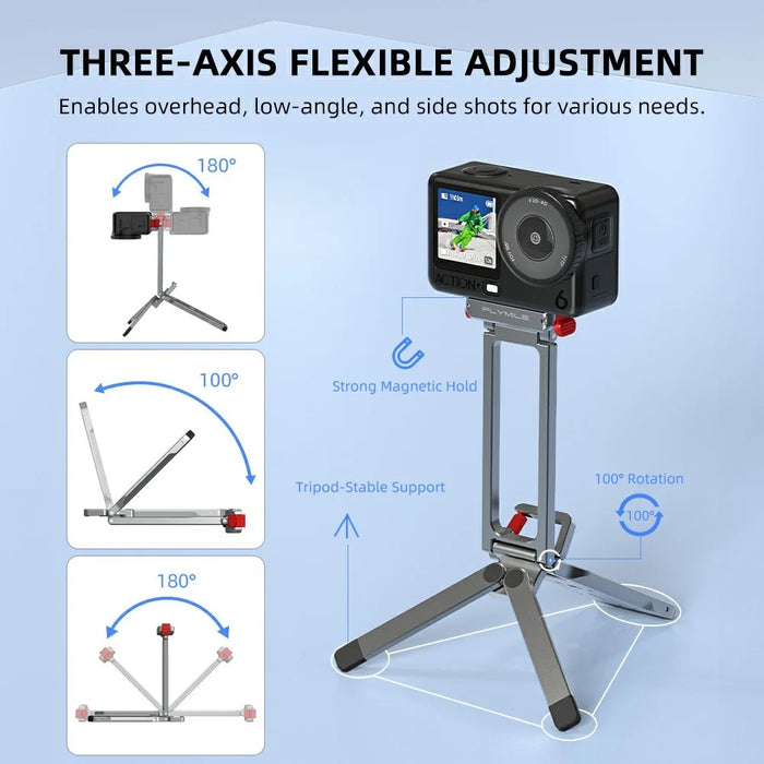 FLYMILE For DJI Osmo Action 6 / Nano Action Camera Quick Release Tripod Magnetic Folding Stand - 6