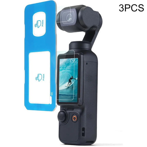 2 Sets For DJI Osmo Pocket 3 Camera Screen Film + Lens Film Tempered Glass 9H Hardness Screen Protectors - Transparent - 1