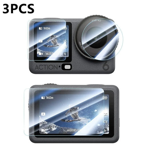 3 Sets for DJI Osmo Action 6 Home Screen Film + Front Screen Film + Lens Protector Tempered Glass Camera Film Set - Transparent - 1