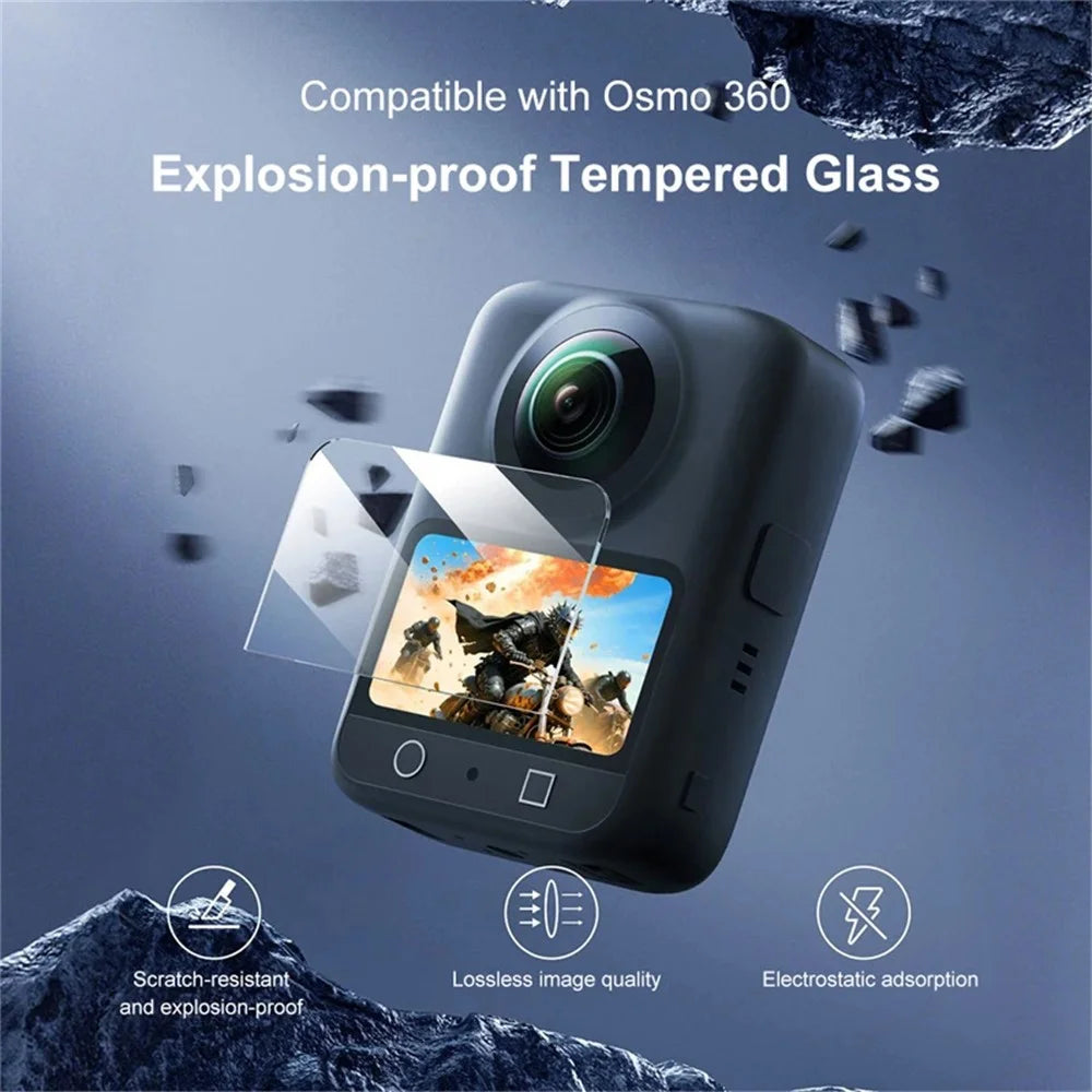 2Pcs For DJI Osmo 360 Tempered Glass Screen Protector HD Clear 9H Hardness Camera Film - Transparent - 7