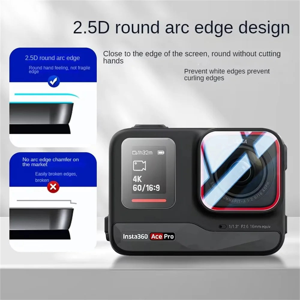 2 Sets for Insta360 Ace Pro Home Screen Film + Front Screen Film + Lens Protector Tempered Glass Camera Film Set - Transparent - 2