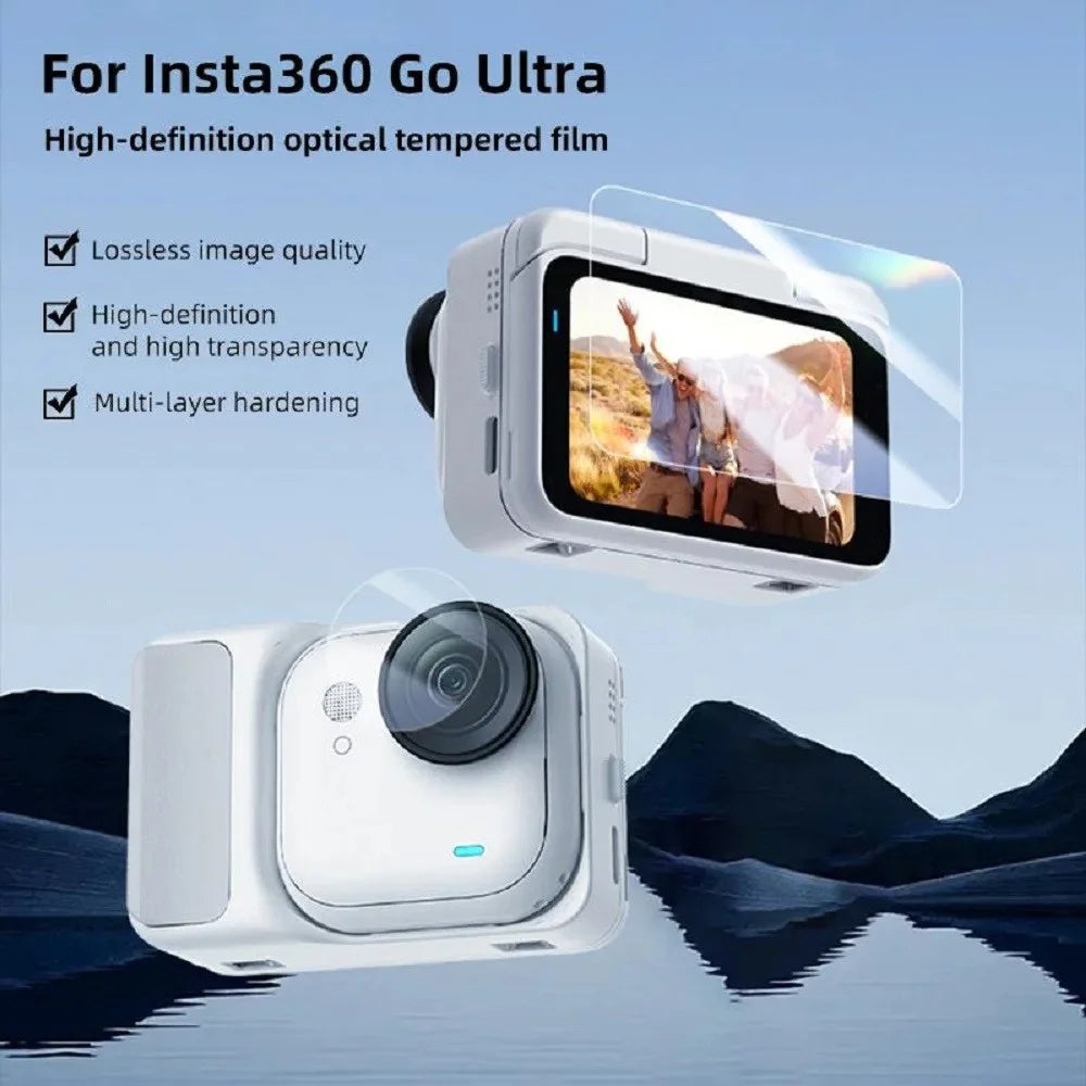 2 Sets For Insta360 Go Ultra Tempered Glass Screen Film + Soft PET Lens Protector Camera Film Set - Transparent - 2