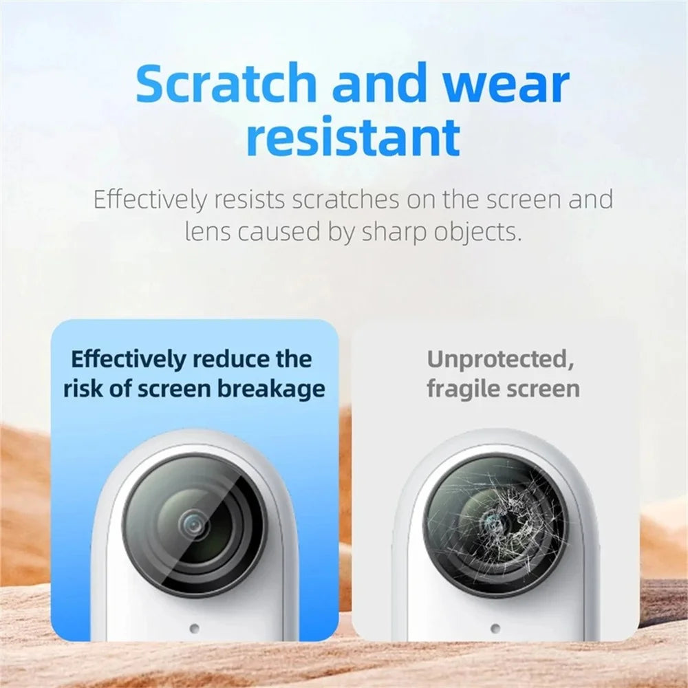 2 Sets For Insta360 GO 3S Camera Screen Film + Lens Film Tempered Glass 9H Hardness Screen Protectors - Transparent - 3