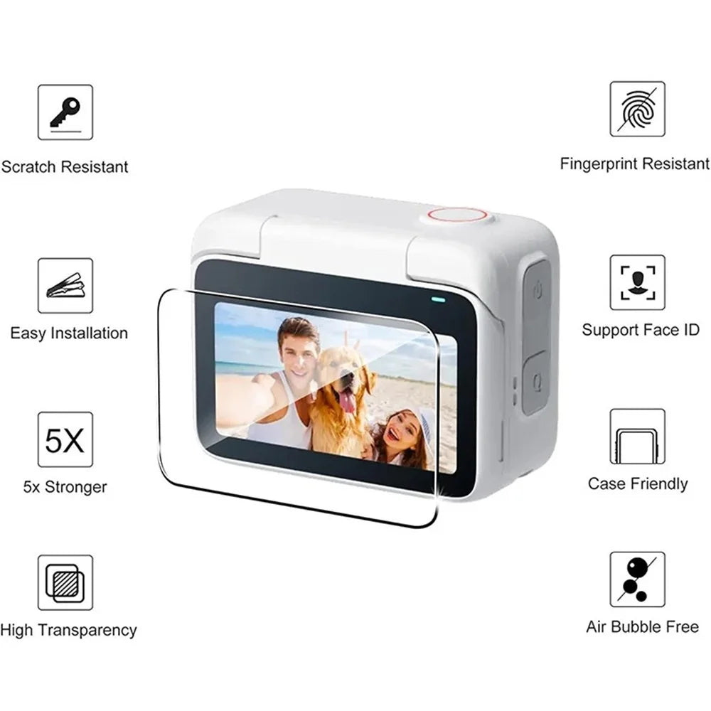 2 Sets For Insta360 GO 3S Camera Screen Film + Lens Film Tempered Glass 9H Hardness Screen Protectors - Transparent - 7