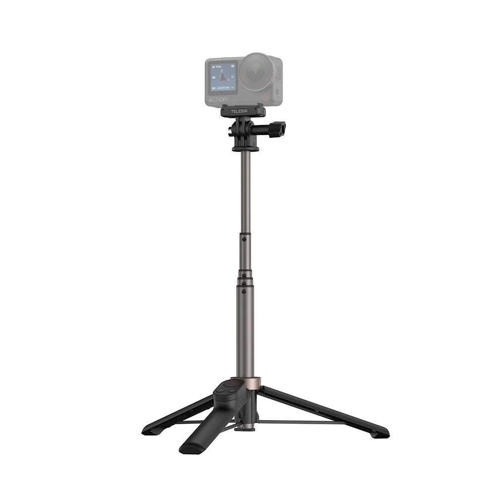 TELESIN S1-CSS-08 Vlog Selfie Stick for GoPro Hero 13 / 13 / 11 / DJI Osmo 360 Aluminum Alloy Tripod with Remote Control - Black - 2