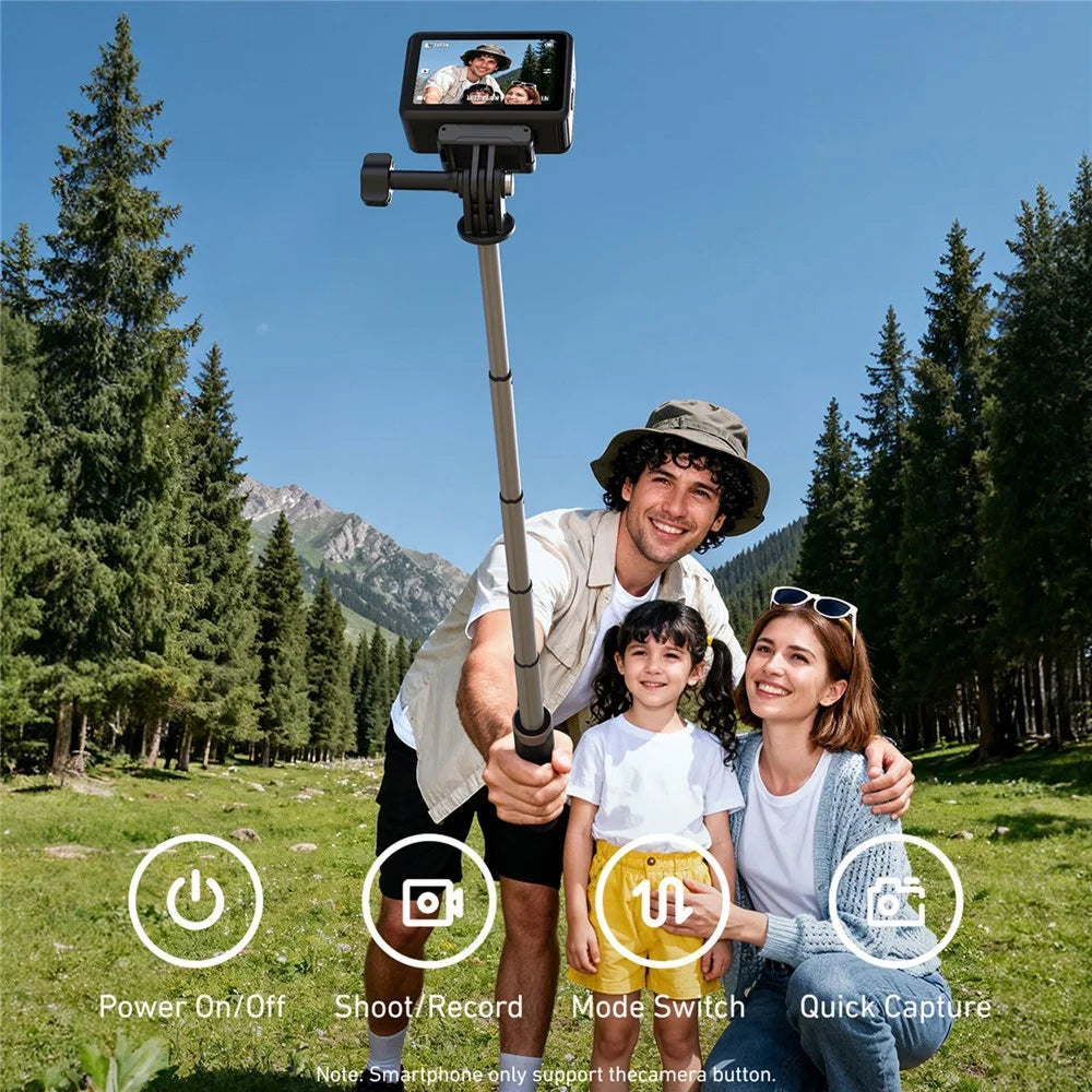 TELESIN S1-CSS-08 Vlog Selfie Stick for GoPro Hero 13 / 13 / 11 / DJI Osmo 360 Aluminum Alloy Tripod with Remote Control - Black - 6