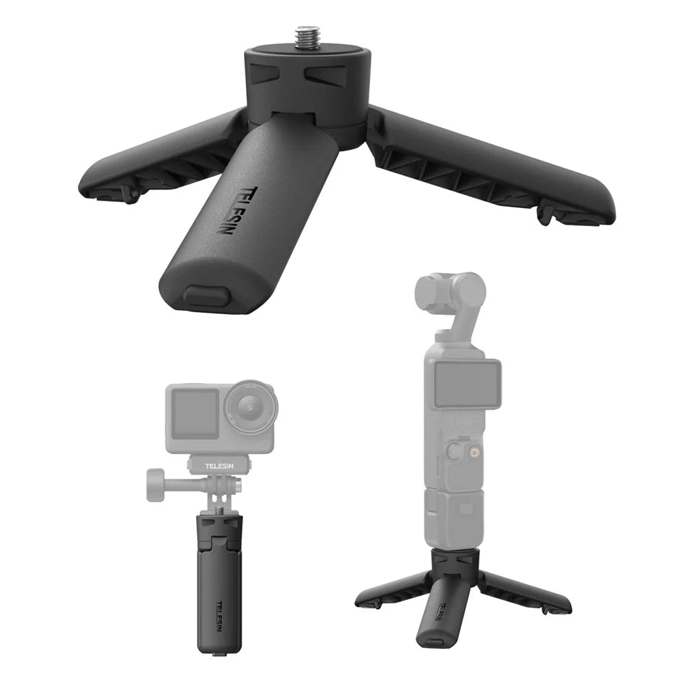 TELESIN S3-EAK-06 For DJI Osmo Pocket 3 Mini Tripod Quick Release Action Camera Desktop Stand Holder - Black - 1