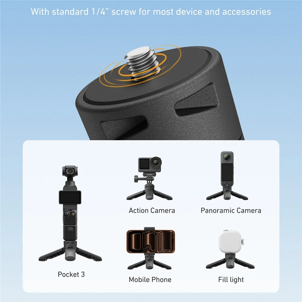 TELESIN S3-EAK-06 For DJI Osmo Pocket 3 Mini Tripod Quick Release Action Camera Desktop Stand Holder - Black - 2