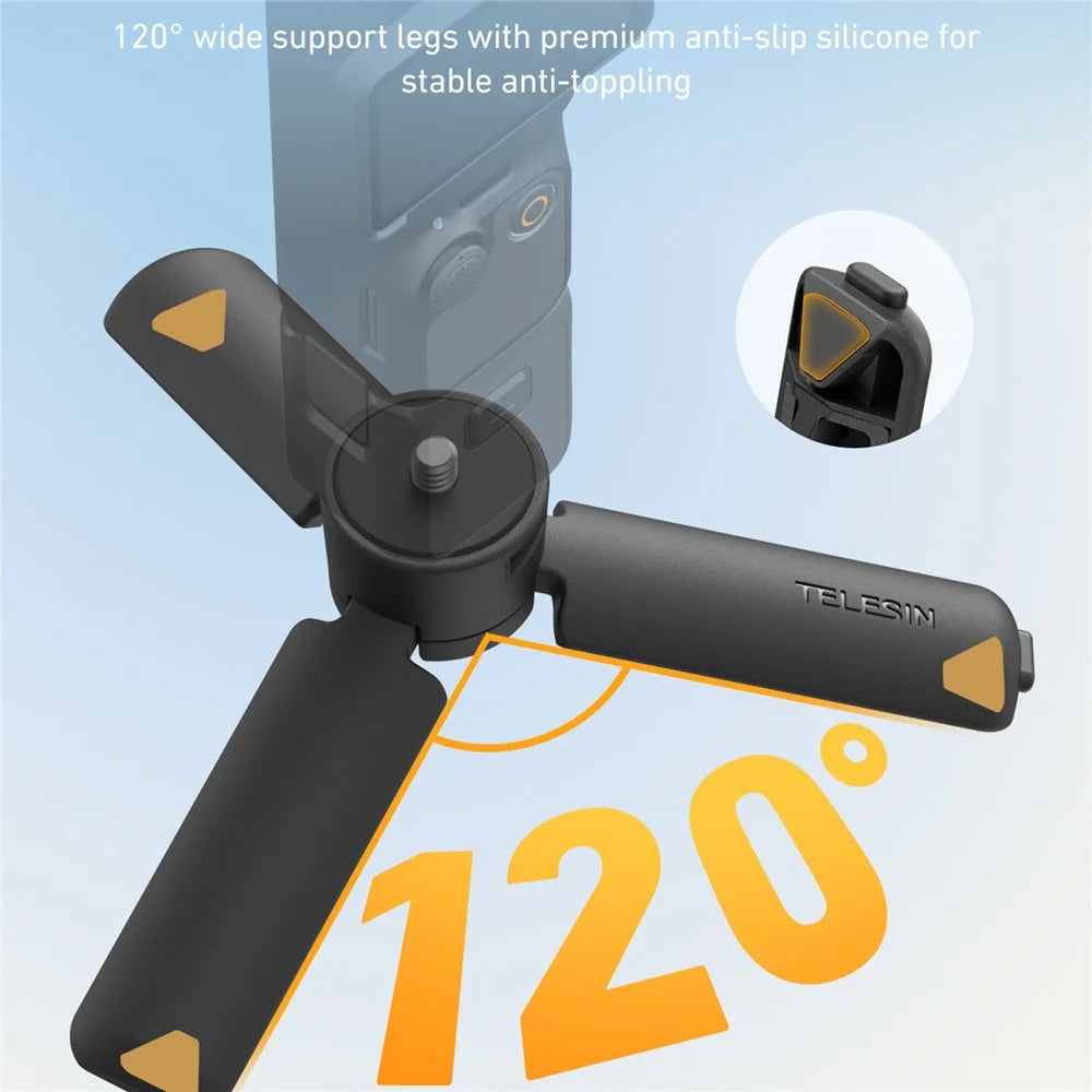 TELESIN S3-EAK-06 For DJI Osmo Pocket 3 Mini Tripod Quick Release Action Camera Desktop Stand Holder - Black - 4