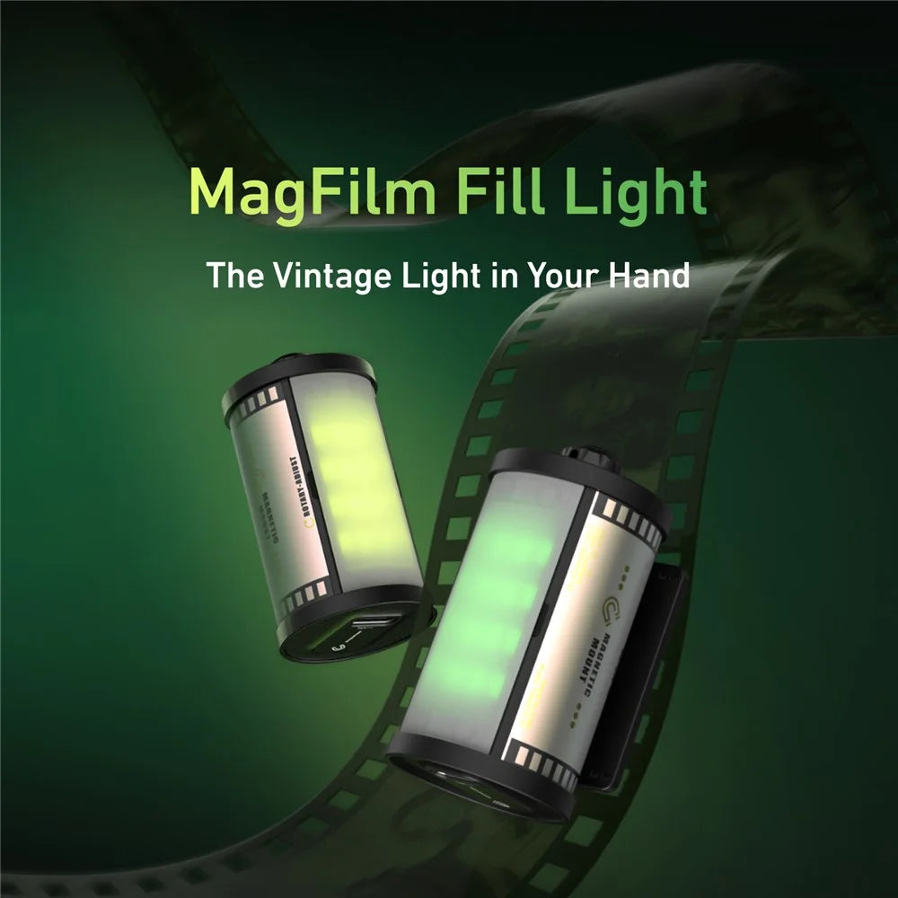 TELESIN S5-BGD-16 MagFilm Fill Light for DJI Action 6 / 5 / Pocket 3 Magnetic Cold Shoe RGB Color LED Light - Black - 2