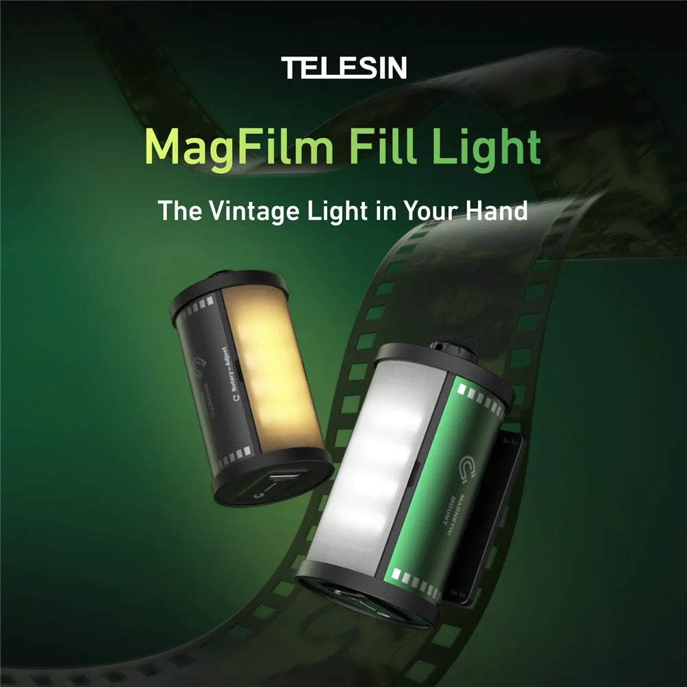 TELESIN S5-BGD-14 MagFilm Fill Light for DJI Osmo Action 6 /  Action 5 / Pocket 3 , Cold Shoe Mount Dual Color Temperature Video Light - Black - 2