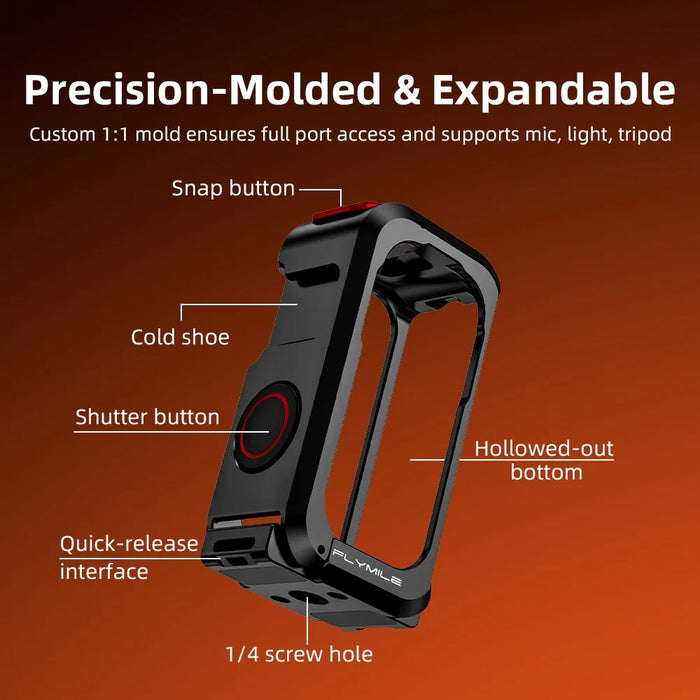 FLYMILE For DJI Osmo Nano Metal Rabbit Cage Aluminum Alloy Quick Release Protective Frame with Lens Cap - Black - 3
