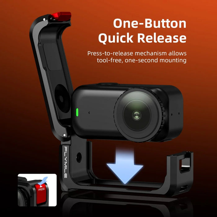FLYMILE For DJI Osmo Nano Metal Rabbit Cage Aluminum Alloy Quick Release Protective Frame with Lens Cap - Black - 4