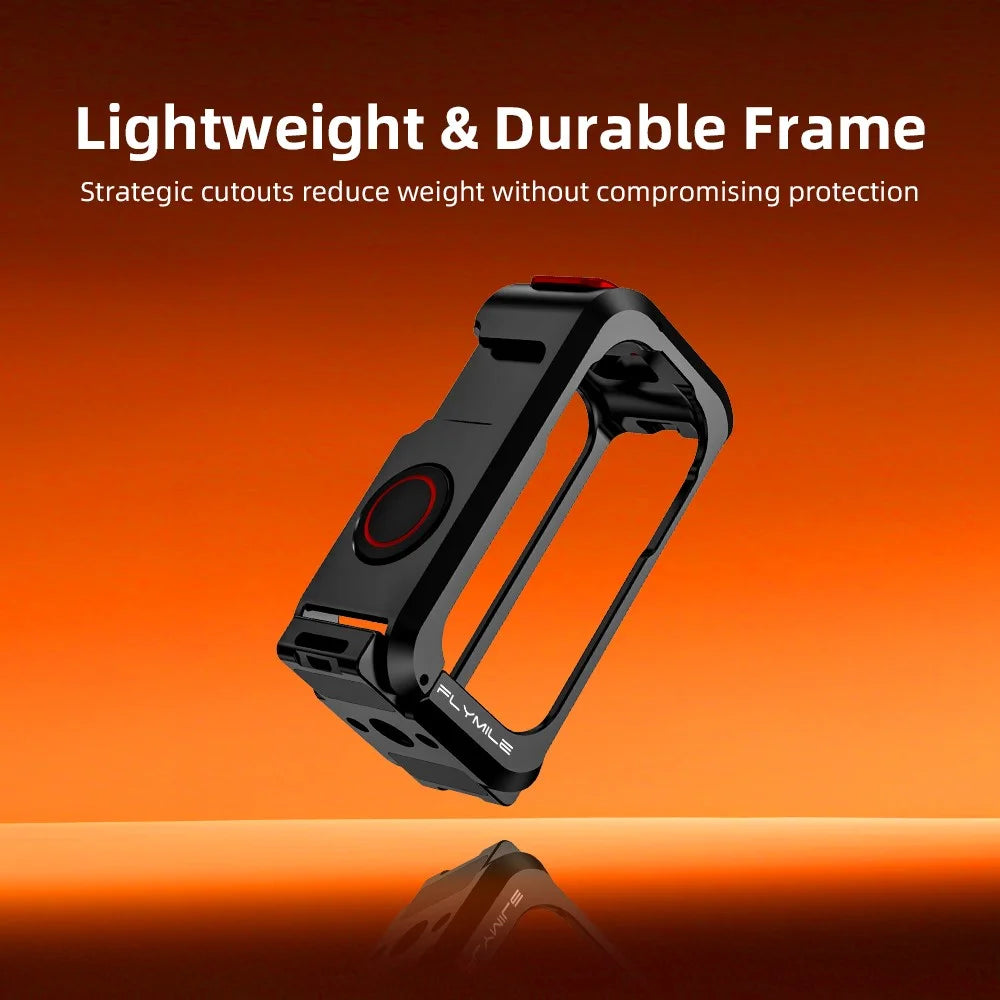 FLYMILE For DJI Osmo Nano Metal Rabbit Cage Aluminum Alloy Quick Release Protective Frame with Lens Cap - Black - 7