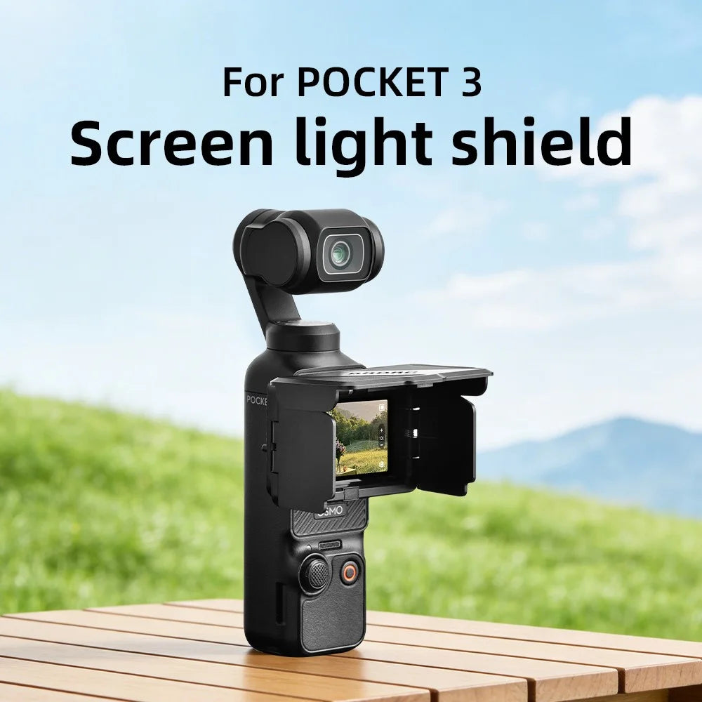 BRDRC For DJI Osmo Pocket 3 Screen Light Shield Magnetic Flip Open Sunshade Hood Anti-Glare Cover - Black - 3