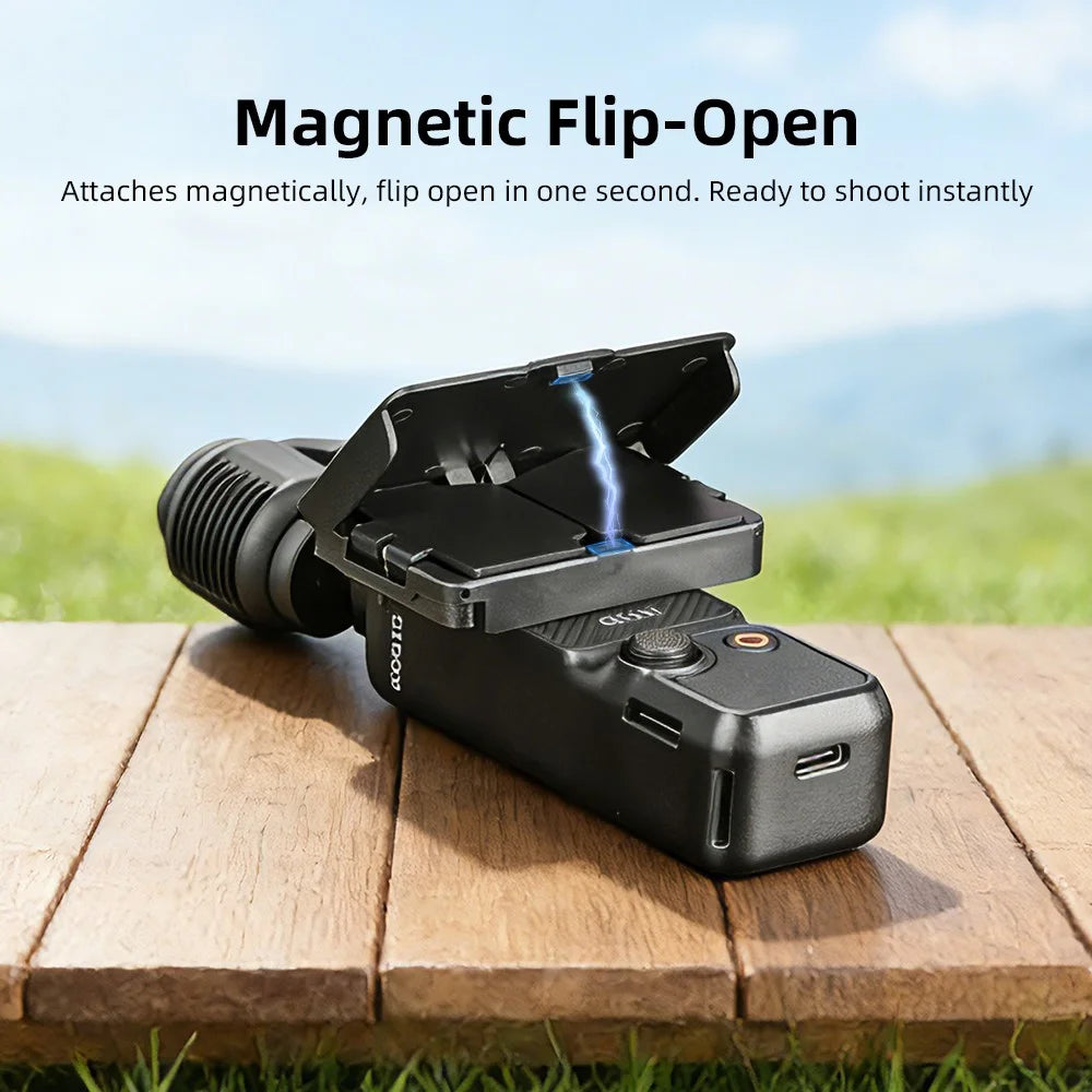 BRDRC For DJI Osmo Pocket 3 Screen Light Shield Magnetic Flip Open Sunshade Hood Anti-Glare Cover - Black - 5