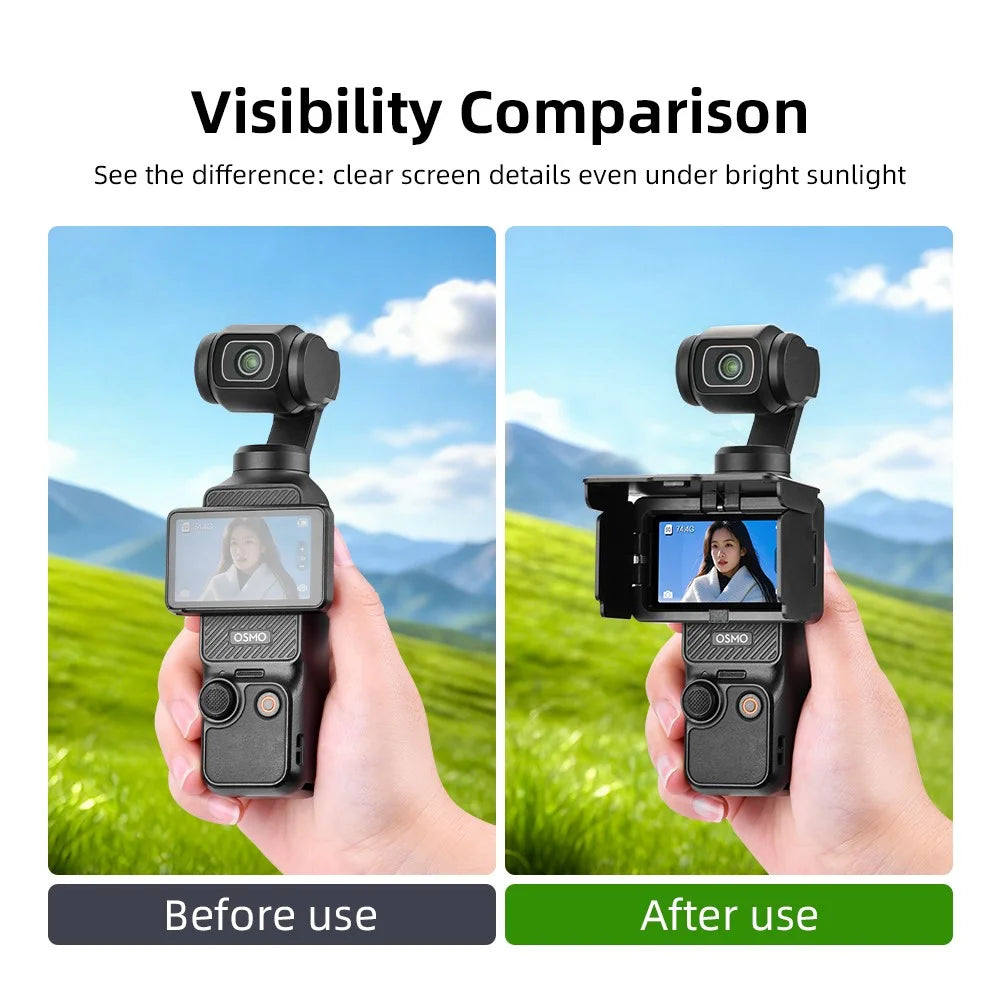 BRDRC For DJI Osmo Pocket 3 Screen Light Shield Magnetic Flip Open Sunshade Hood Anti-Glare Cover - Black - 6