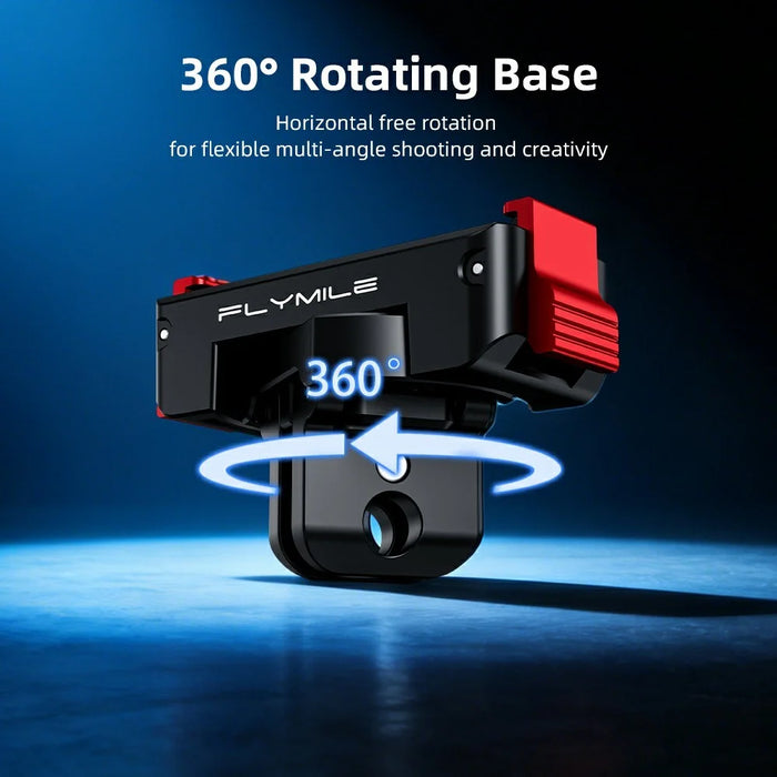 FLYMILE Plastic Base for DJI Osmo 360 / Action 5 Pro / 4 / 3 Rotary Magnetic Quick Release Base - Black - 6