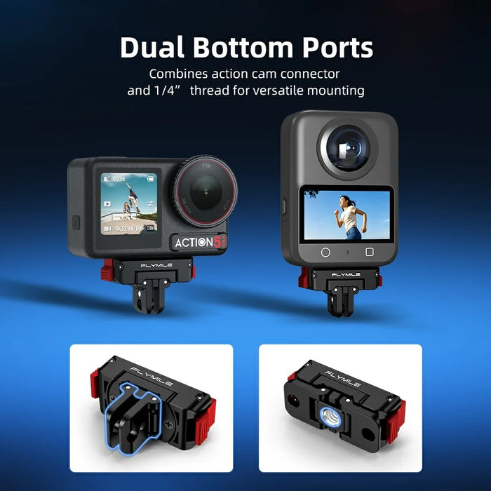 FLYMILE Plastic Base for DJI Osmo 360 / Action 5 Pro / 4 / 3 Rotary Magnetic Quick Release Base - Black - 7