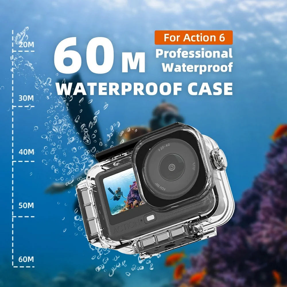 FLYMILE For DJI Osmo Action 6 Waterproof PC Shell Magnetic Quick Release 60m Underwater Camera Housing - Transparent - 2
