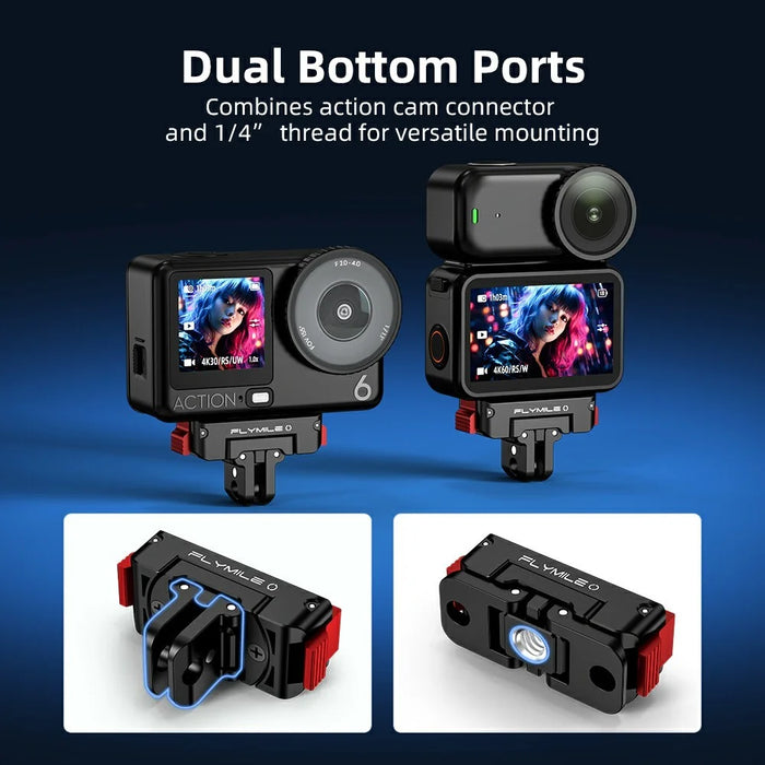 FLYMILE For DJI Osmo Action 6 / Nano Plastic Base Rotary Magnetic Quick Release Base - Black - 7