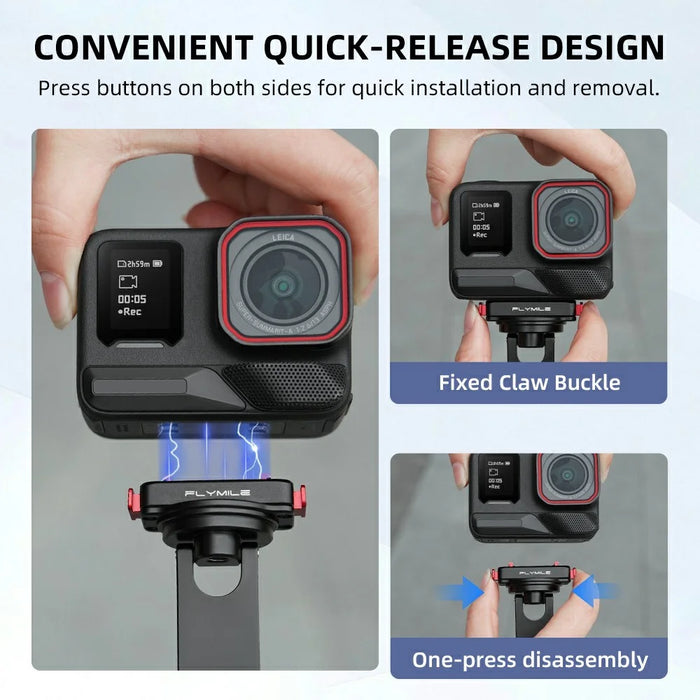 FLYMILE For Insta360 Ace Pro 2 / Ace Pro Quick Release Magnetic Mount Aluminum Alloy Camera Extension Stand - 4