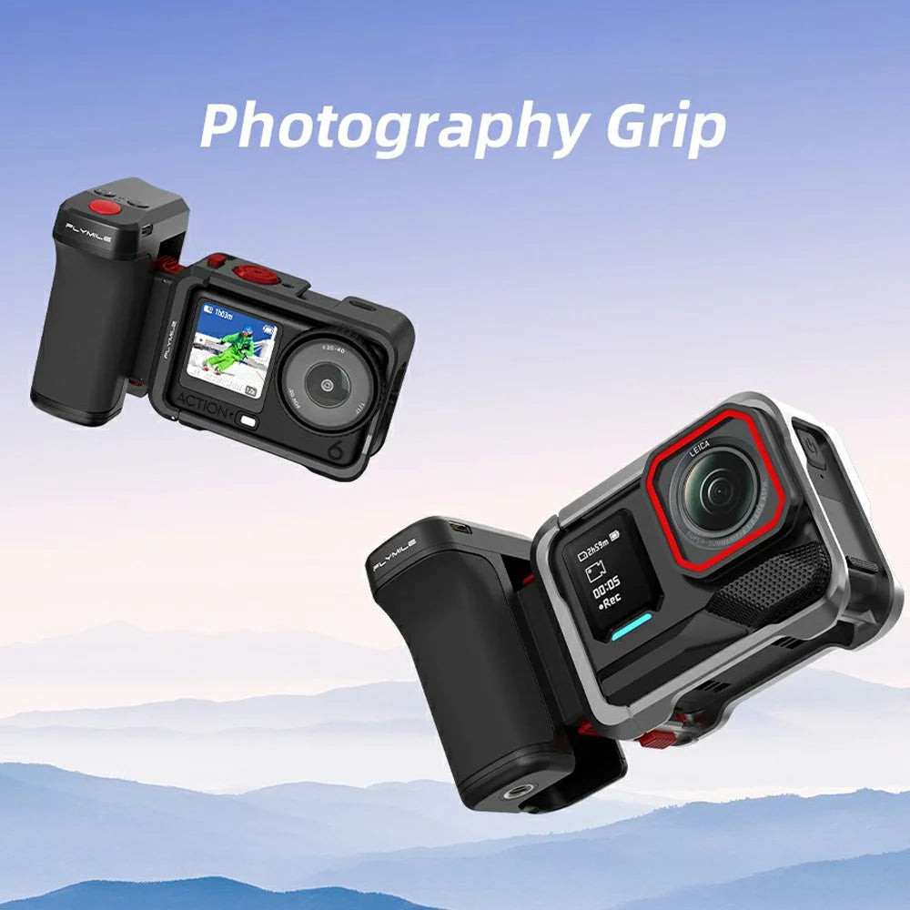 FLYMILE Street Photography Grip for Action Camera Plastic Bluetooth-compatible Remote Shutter Control Magnetic Detachable Handle - Black - 2