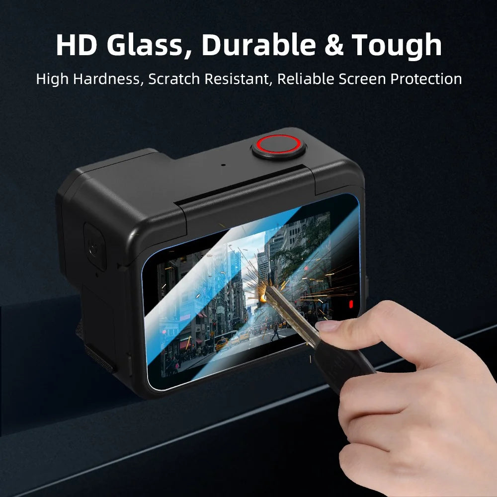 FLYMILE 1 Set For Insta360 Ace Pro 2 Camera Tempered Glass Screen Protector Front Rear Lens Film - Transparent - 5