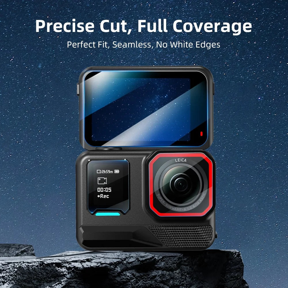 FLYMILE 1 Set For Insta360 Ace Pro 2 Camera Tempered Glass Screen Protector Front Rear Lens Film - Transparent - 6