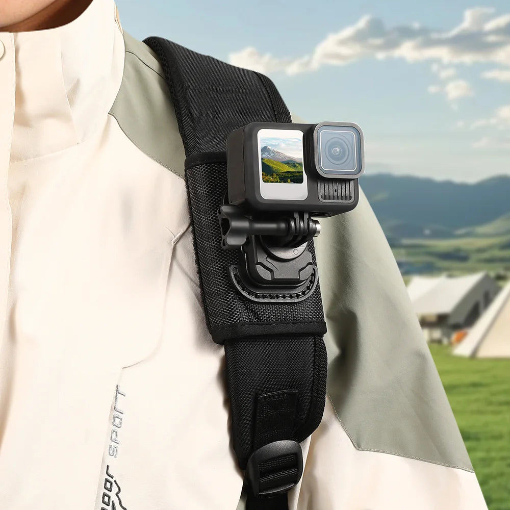 STARTRC Backpack Shoulder Strap Clip Mount Selfie Stick Adapter for Action Camera - Black - 5