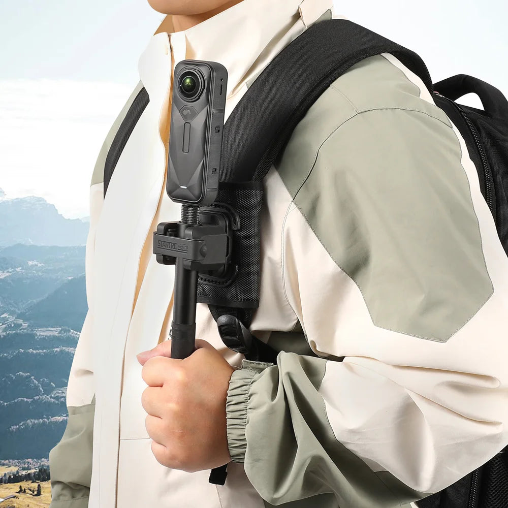 STARTRC Backpack Shoulder Strap Clip Mount Selfie Stick Adapter for Action Camera - Black - 6