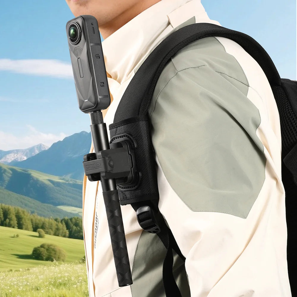 STARTRC Backpack Shoulder Strap Clip Mount Selfie Stick Adapter for Action Camera - Black - 7