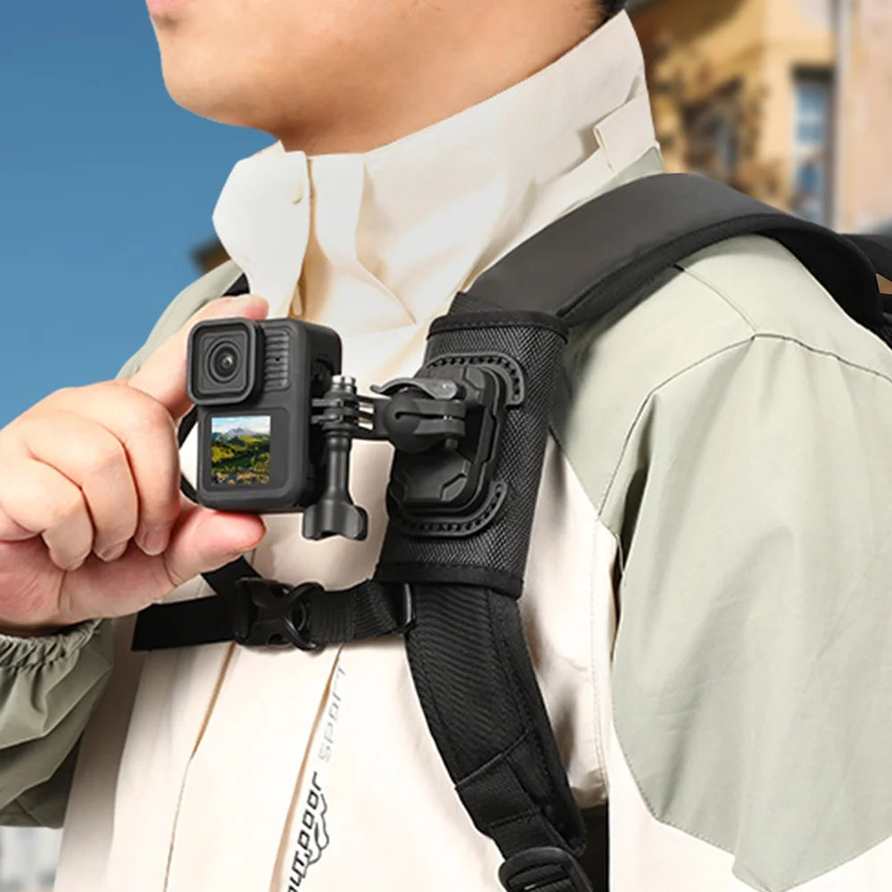 STARTRC Quick Release Universal Backpack Shoulder Strap Mount for Insta360/GoPro/DJI Camera Accessories - Black - 1