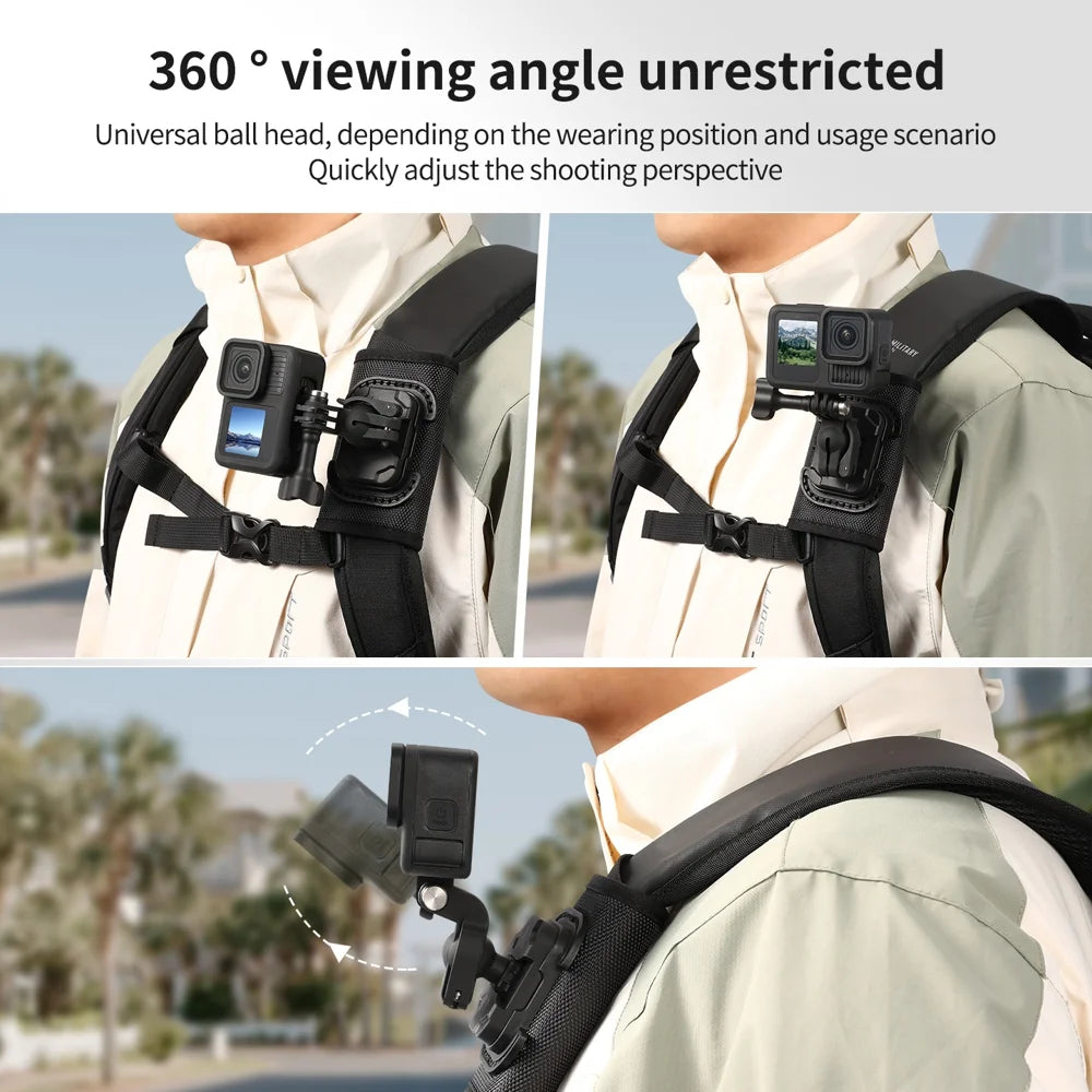 STARTRC Quick Release Universal Backpack Shoulder Strap Mount for Insta360/GoPro/DJI Camera Accessories - Black - 3