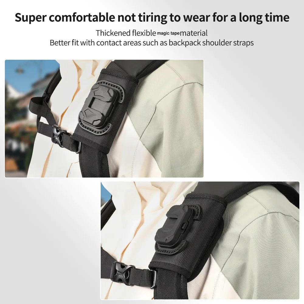 STARTRC Quick Release Universal Backpack Shoulder Strap Mount for Insta360/GoPro/DJI Camera Accessories - Black - 4