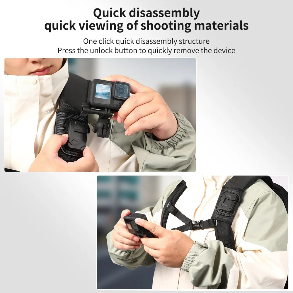 STARTRC Quick Release Universal Backpack Shoulder Strap Mount for Insta360/GoPro/DJI Camera Accessories - Black - 5