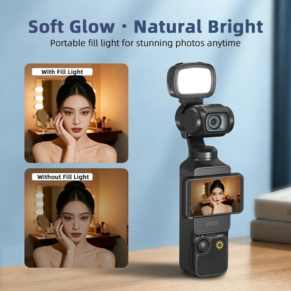 For DJI Osmo Pocket 3 Magnetic Fill Light 3 Color Temperature LED Light for Photography Live Streaming - Black - 4