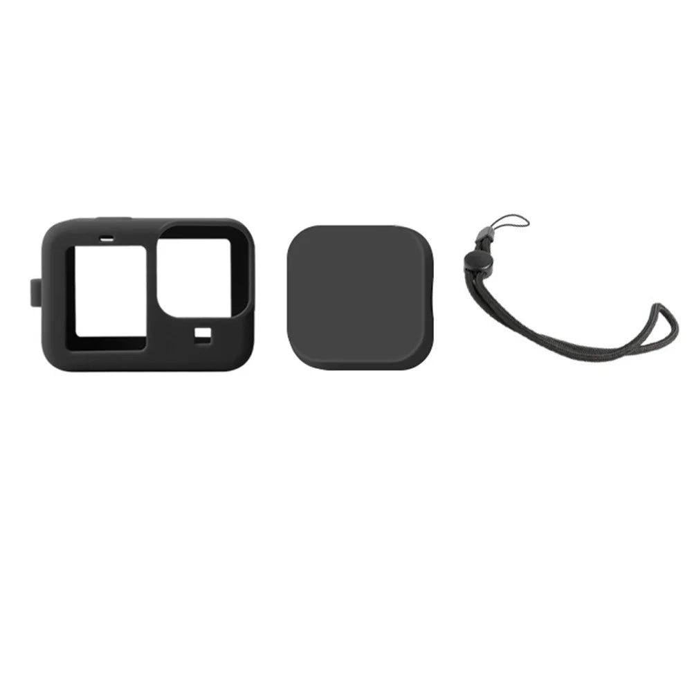 Silicone Camera Sleeve with Lens Cap Cover Anti-lost Rope for GoPro Hero9 - Black - 3