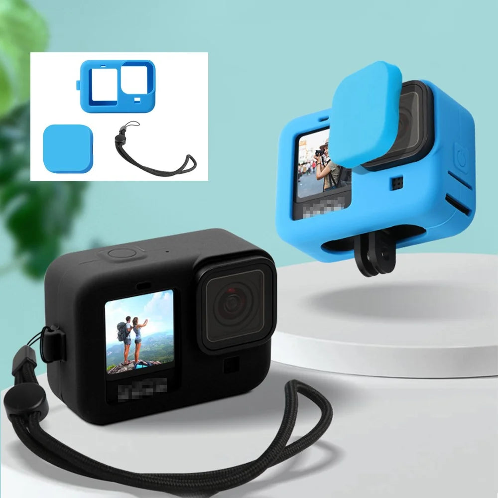 Silicone Camera Sleeve with Lens Cap Cover Anti-lost Rope for GoPro Hero9 - Black - 5
