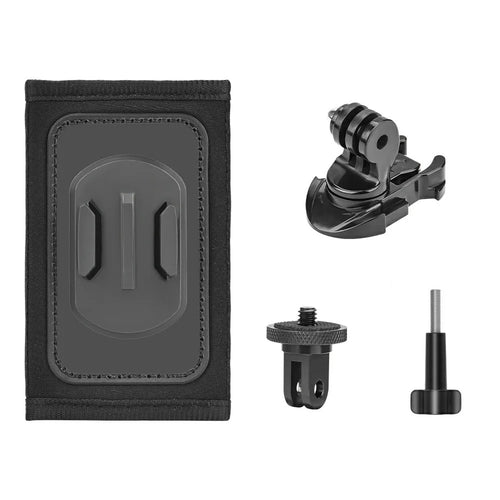 Action Camera Backpack Strap Mount Quick Release 360° Rotation Magic Tape Clip for GoPro DJI Action Camera - Black - 1