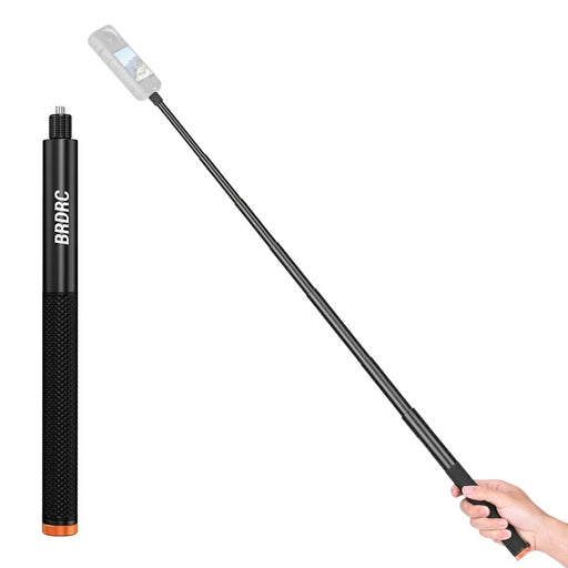 BRDRC 160cm Extension Selfie Stick 6-Section Telescopic Aluminum Alloy Invisible Selfie Stick for Action Cameras - Black - 1
