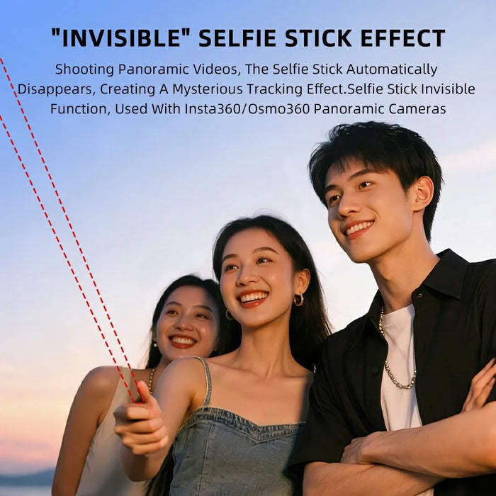 BRDRC 160cm Extension Selfie Stick 6-Section Telescopic Aluminum Alloy Invisible Selfie Stick for Action Cameras - Black - 3
